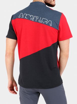 Koszulka szybkoschnąca Montura Vertical Block Zip T-shirt - red