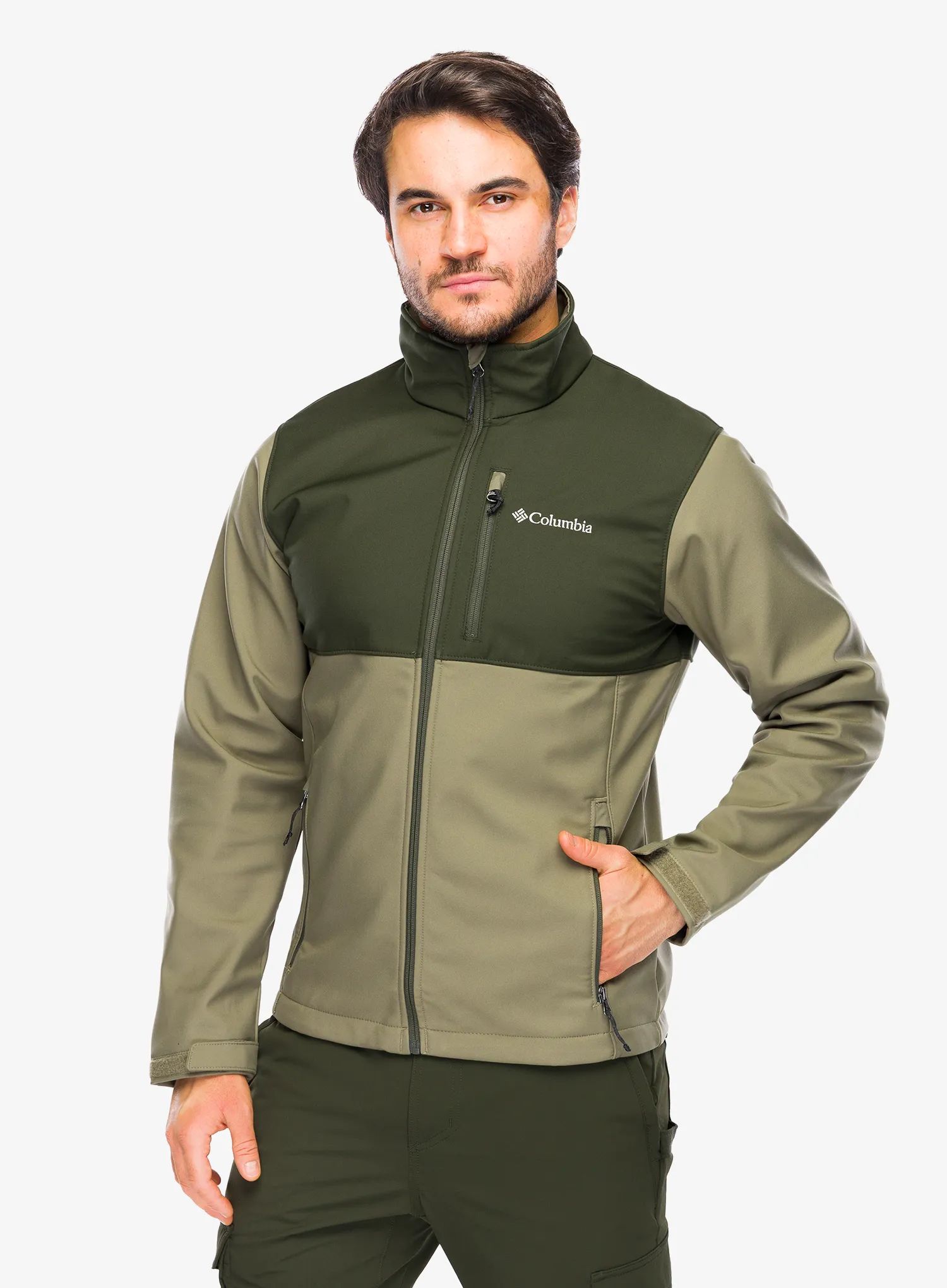 Softshellová bunda Columbia Ascender Softshell Jacket - stone green/greenscape