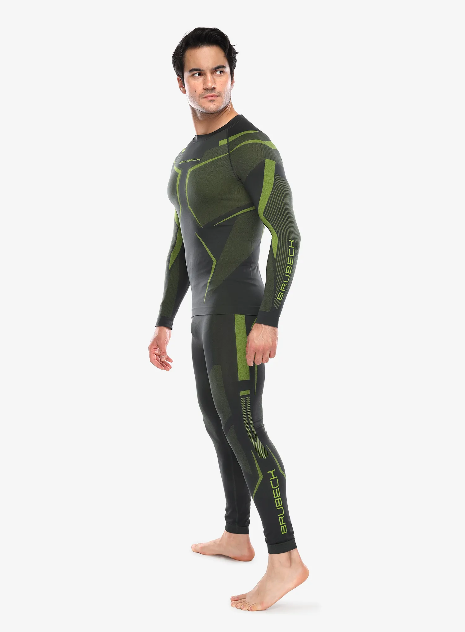 Legginsy termoaktywne Brubeck Dry  - graphite/lime