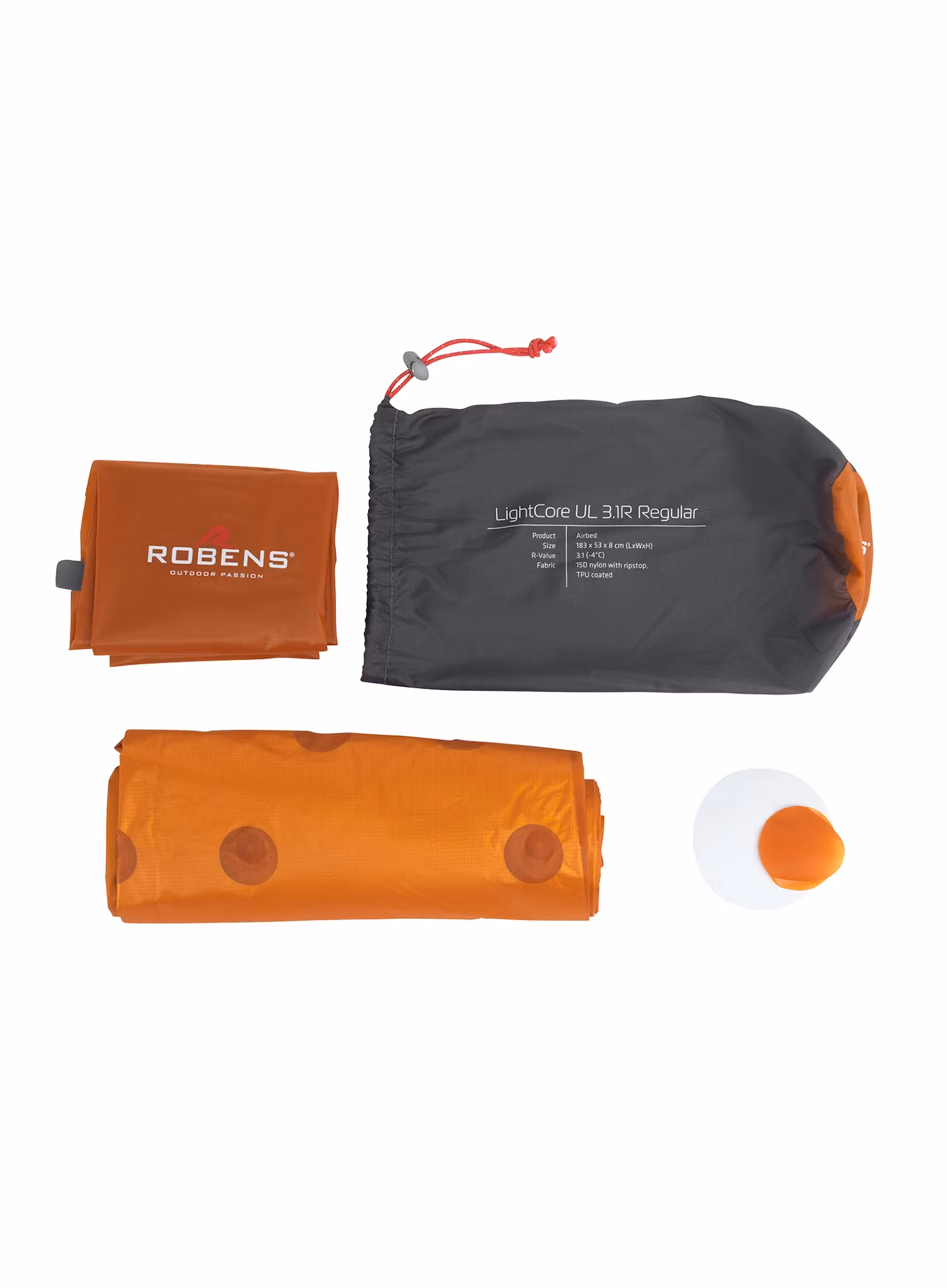 Materac turystyczny Robens LightCore UL 3.1R Regular - orange