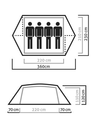 Czteroosobowy namiot turystyczny Salewa Denali IV - cactus/grey