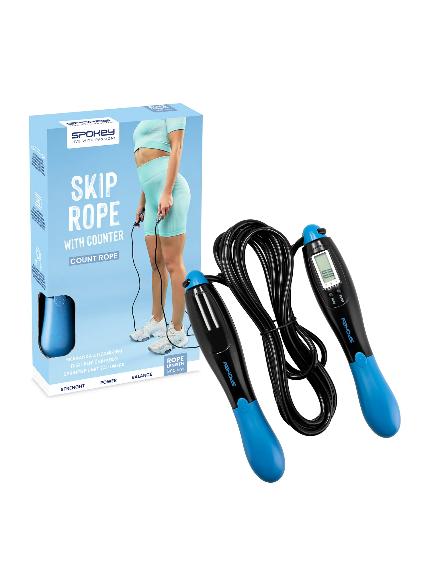 Skakanka Spokey Count Rope - black/blue