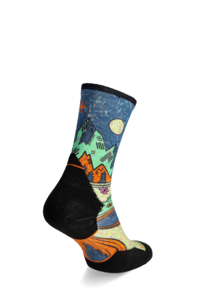 Skarpety do biegania damskie Smartwool Trail Run Targeted Cushion Mountain Print Crew Socks - twilight blue