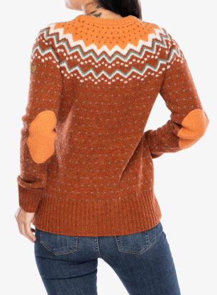 Sweter damski Fjallraven Ovik Knit Sweater - autumn leaf/desert brown