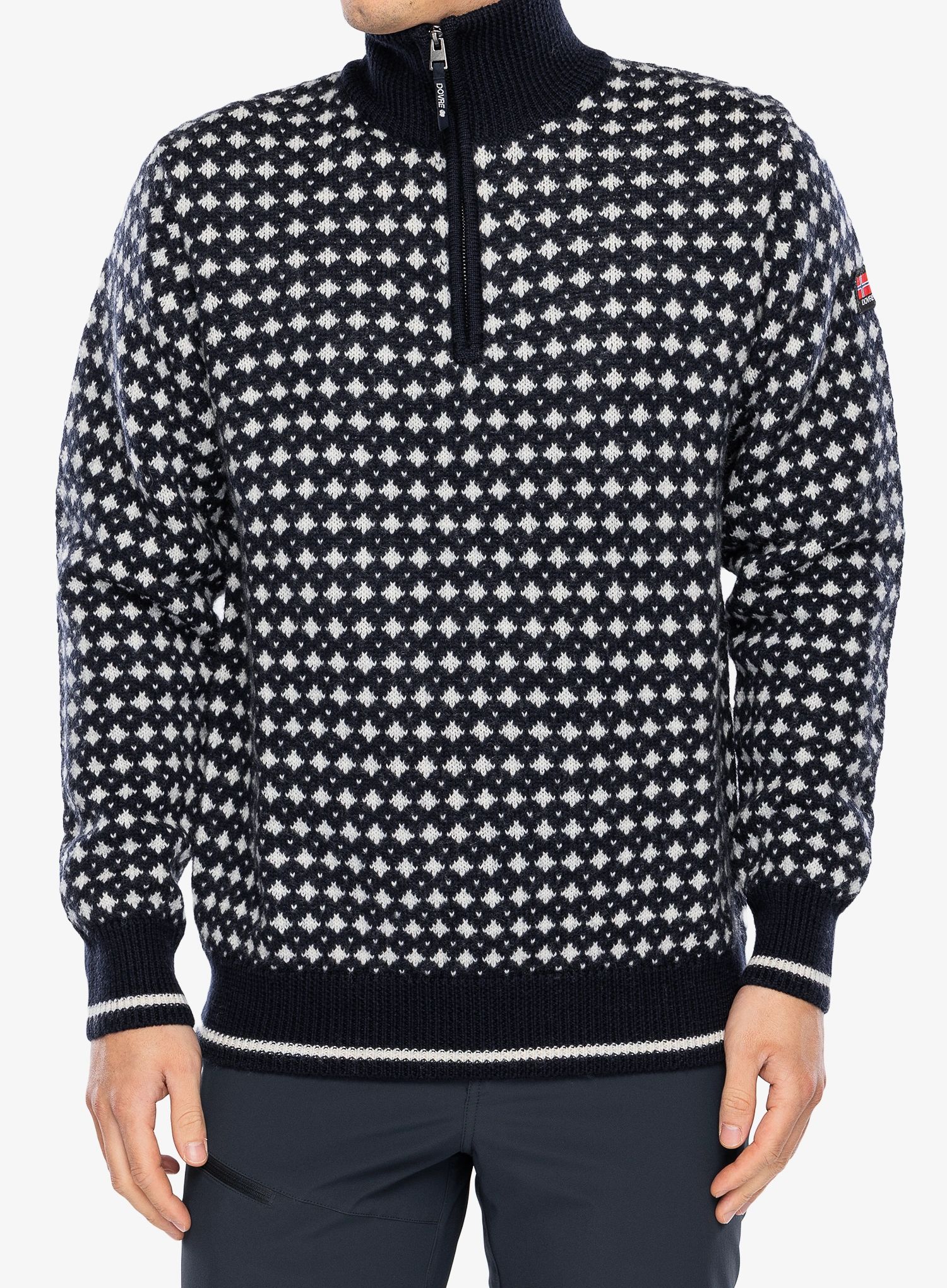 Vlněný svetr Dovre Knitted Zip Pullover - multicolour