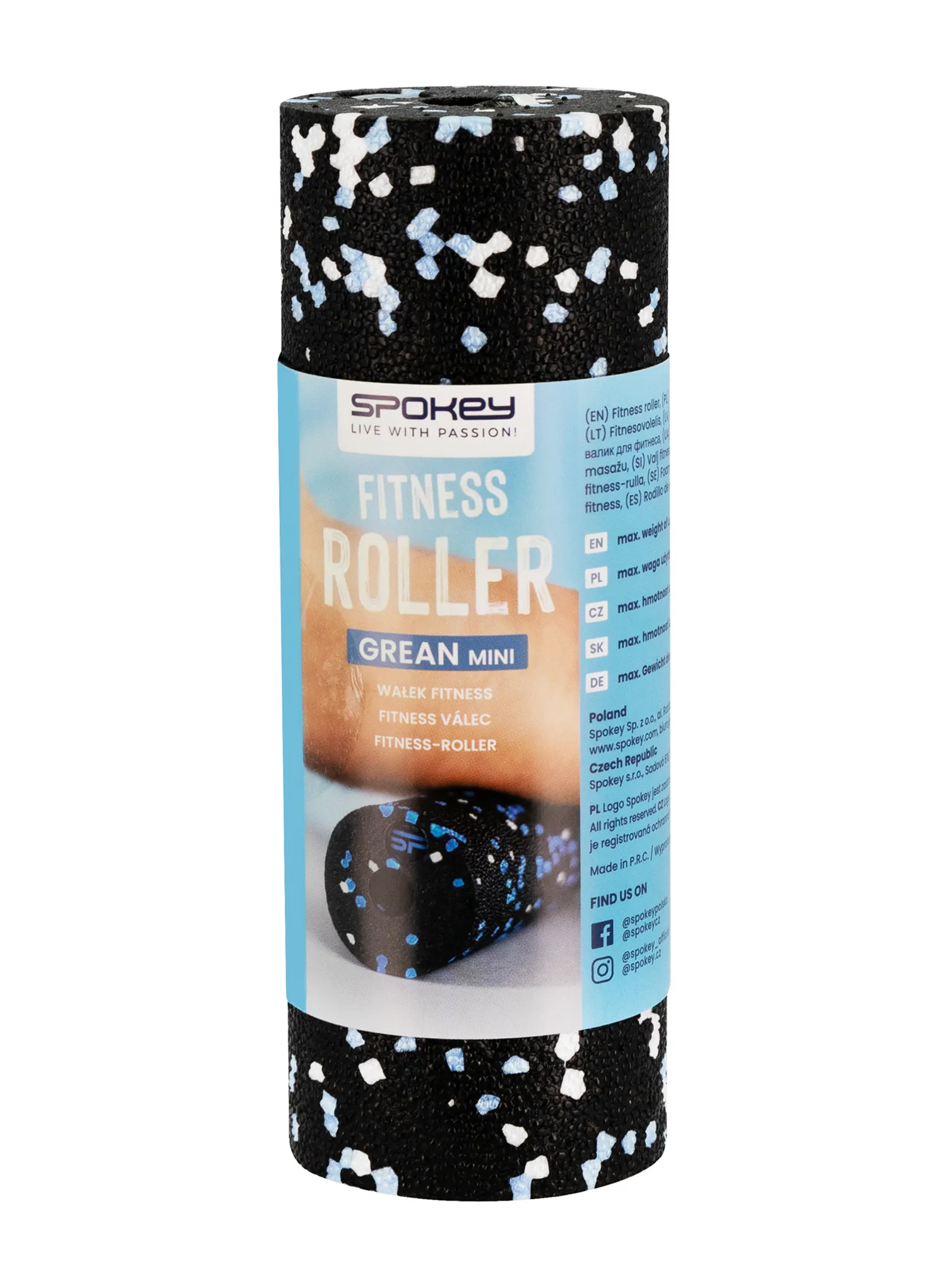 Wałek do masażu Spokey Grean Mini - black/blue/white